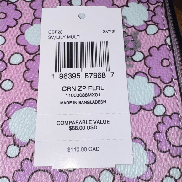 💜Coach Corner Zip Wristlet - Lilly 🪻Purple Floral Printed Canvas - NWT - Picture 11 of 11